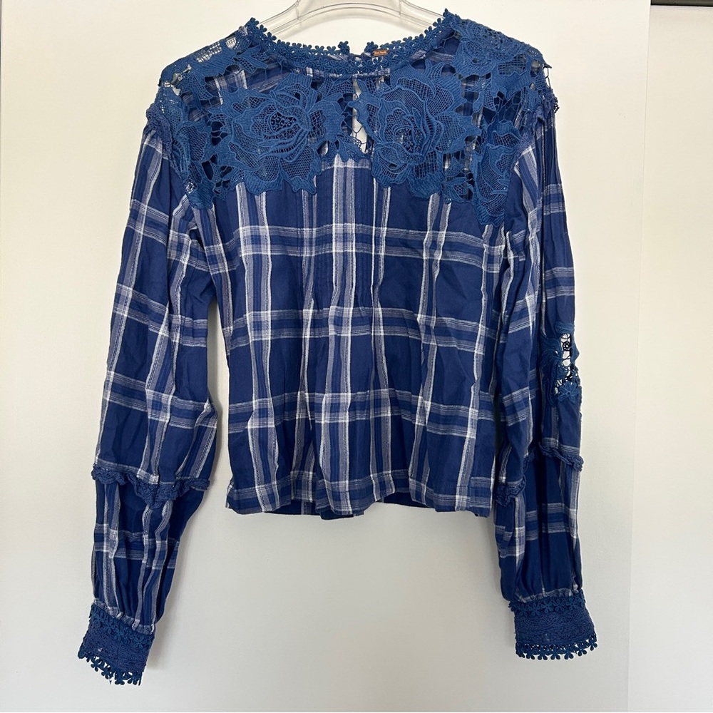 Free People Lace Plaid Women's Top